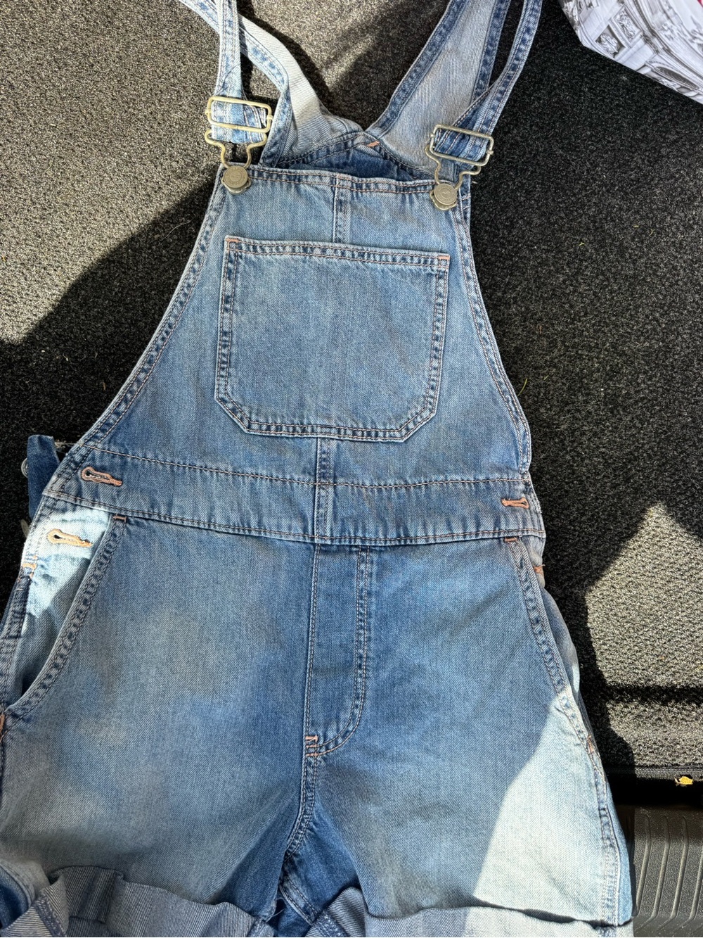 Hollister Light Blue Denim Short Overalls